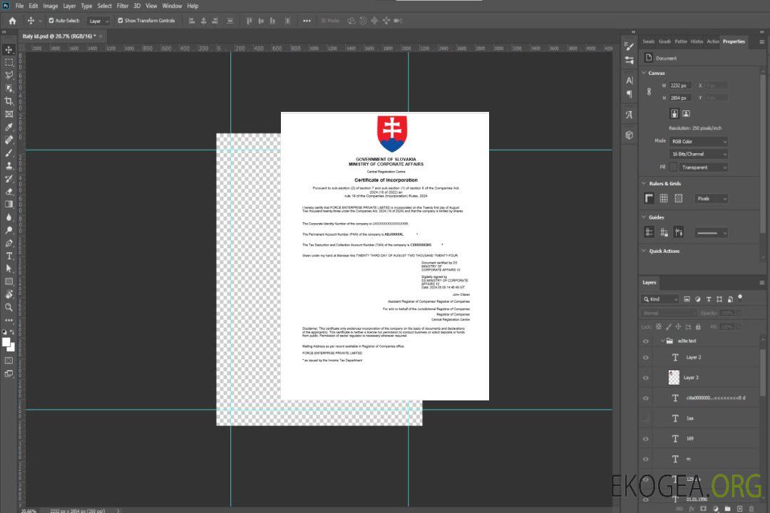 Modèle Word et PDF de certificat d'enregistrement d'entreprise en Slovaquie template